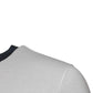 White Blue Logo Cotton Men Crew Neck T-shirt