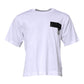 White Logo Patch Cotton Crew Neck T-shirt