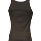 Black Cotton Sleeveless Round Neck Tank T-shirt