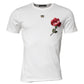 White Cotton Logo Floral Crew Neck T-shirt