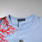 Light Blue Coral Cotton Men Crew Neck T-shirt