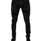 Black Tattered Cotton Skinny Men Denim Jeans