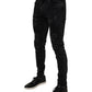 Black Tattered Cotton Skinny Men Denim Jeans