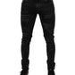 Black Tattered Cotton Skinny Men Denim Jeans