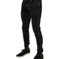Black Tattered Cotton Skinny Men Denim Jeans
