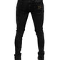 Black Tattered Cotton Skinny Men Denim Jeans