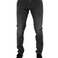 Dark Gray Washed Cotton Slim Fit Denim Jeans