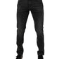 Black Cotton Stretch Skinny Men Denim Jeans