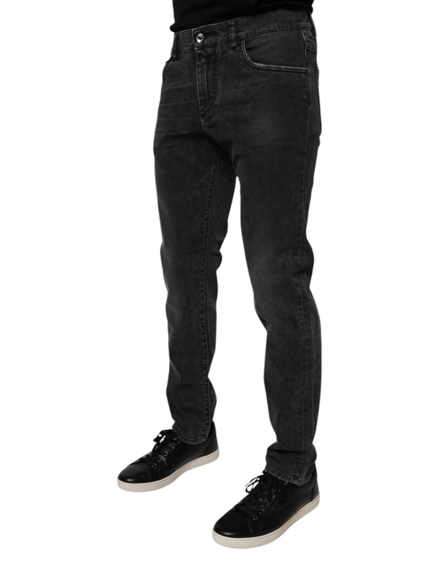 Black Cotton Stretch Skinny Men Denim Jeans