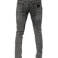 Dark Gray Washed Cotton Slim Fit Denim Jeans