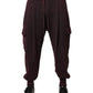 Dark Violet Cotton Cargo Jogger Pants