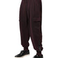 Dark Violet Cotton Cargo Jogger Pants