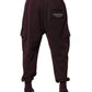 Dark Violet Cotton Cargo Jogger Pants