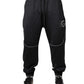 Black Polyester Logo Jogger Pants