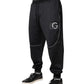 Black Polyester Logo Jogger Pants