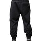 Black Polyester Logo Jogger Pants