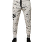 White Printed Cotton Jogger Sweatpants Pants