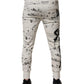 White Printed Cotton Jogger Sweatpants Pants