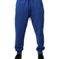Blue Cotton Jogger Mid Waist Pants