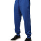 Blue Cotton Jogger Mid Waist Pants