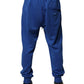Blue Cotton Jogger Mid Waist Pants