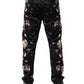 Black Floral Polyester Jogger Pants