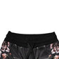 Black Floral Polyester Jogger Pants