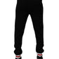 Black Wool Mid Waist Jogger Sweatpants Pants