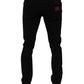 Black Tattered Cotton Skinny Men Denim Jeans