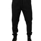 Black Polyester Men Jogger Sweatpants Pants