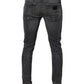 Dark Gray Washed Cotton Skinny Men Denim Jeans