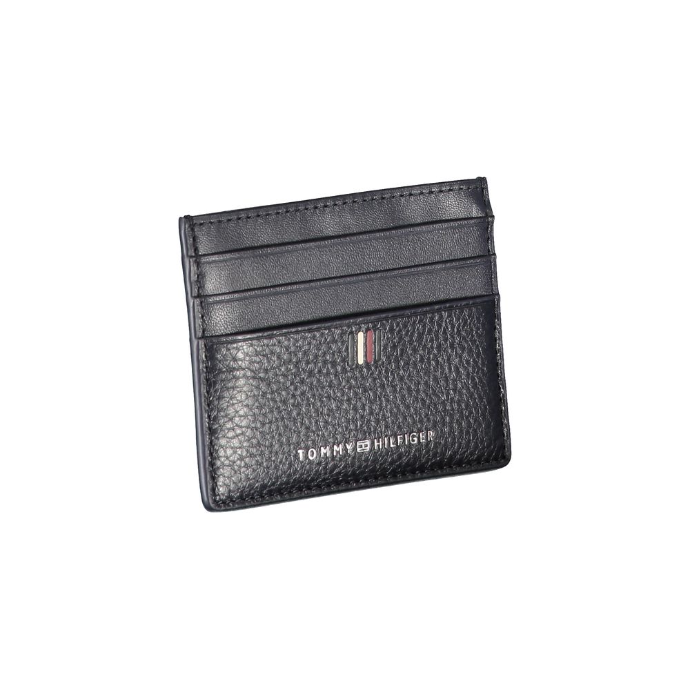 Sleek Blue Leather Card Holder with Contrast Details