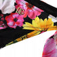 Black Floral Print Swimsuit Bikini Bottom Swimwear