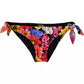Black Floral Print Swimsuit Bikini Bottom Swimwear