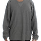 Elegant Gray Silk Crewneck Pullover Sweater