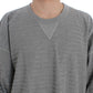 Elegant Gray Silk Crewneck Pullover Sweater