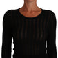 Elegant Black Knitted Sheath Dress