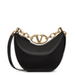 Black Leather Mini Hobo Vlogo Shoulder Bag