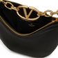 Black Leather Mini Hobo Vlogo Shoulder Bag