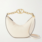 Ivory Leather Small Hobo Vlogo Shoulder Bag