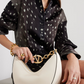 Ivory Leather Small Hobo Vlogo Shoulder Bag