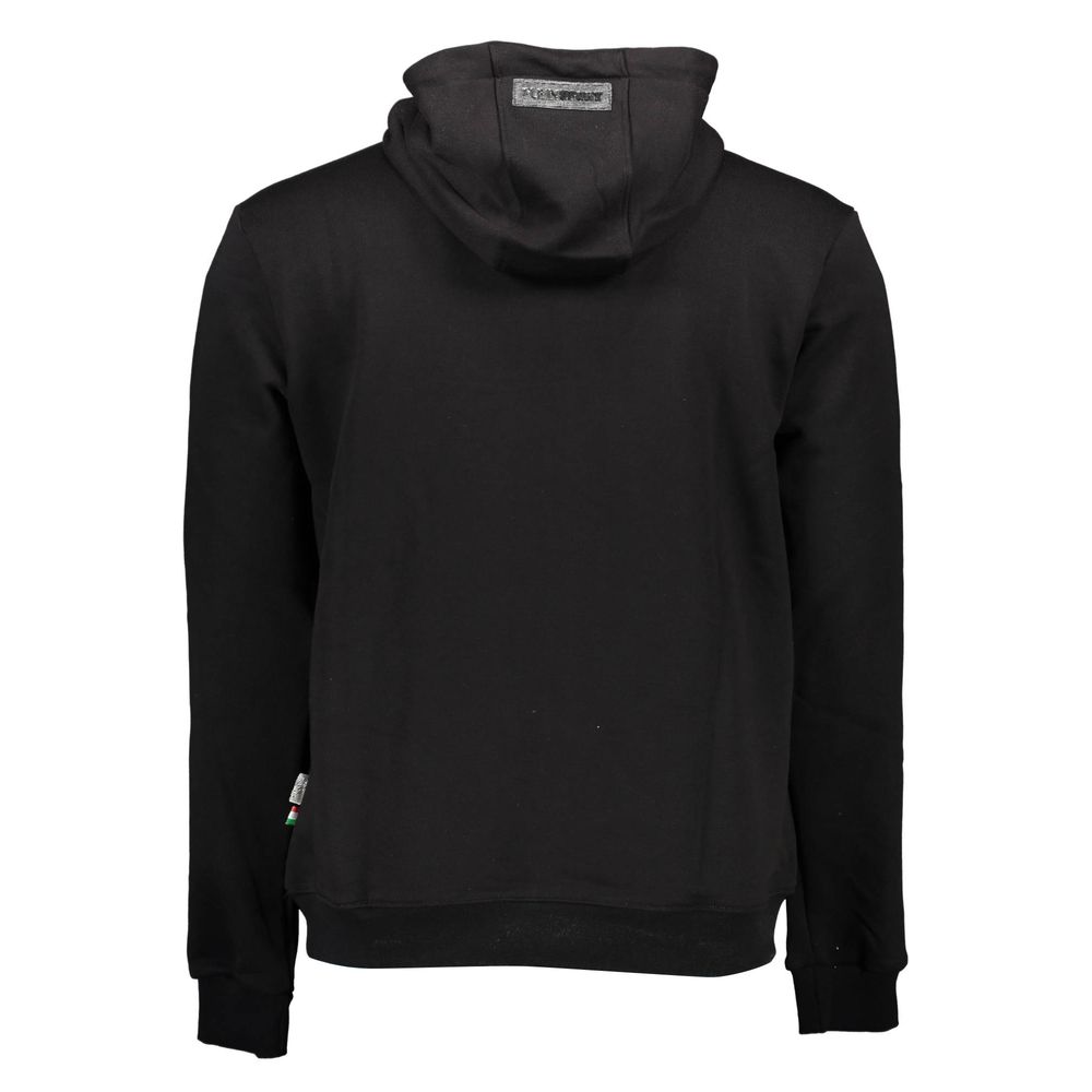 "Black Cotton Men Sweater with Hood"