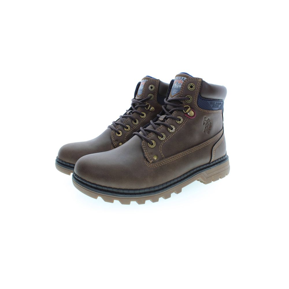 Brown Polyester Men Boot