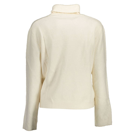 White Acrylic Women Turtleneck Sweater