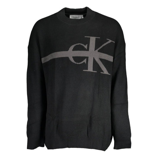 Black Cotton Men Sweater