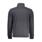 Black Cotton Men Sweater with Zip and Pockets