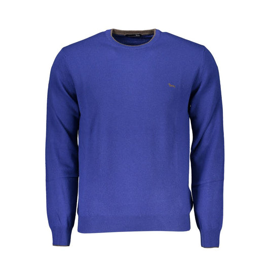 Elegant Blue Crew Neck Cashmere Blend Sweater