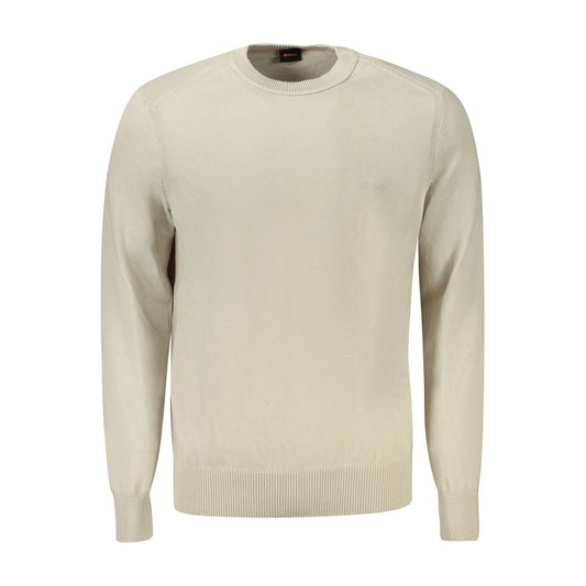 Beige Cotton Men Sweater