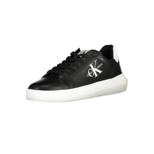 Sleek Black Lace-Up Sports Sneakers