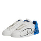 White Blue Logo Leather Portofino Sneaker Shoes